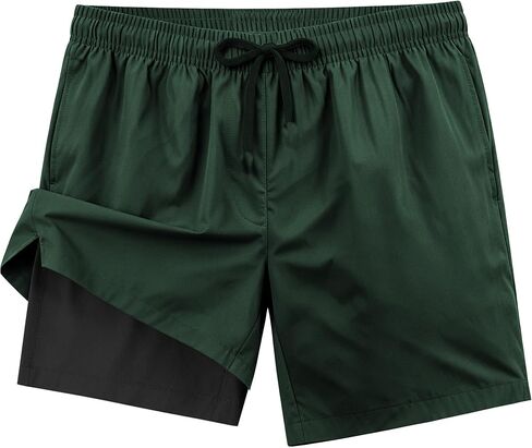Mens Swim Trunks 2 in 1 Swimming Board Shorts with Pockets Quick Dry Bathing Suits for Beach Water Sports in Kuwait