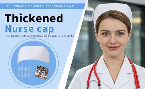 5-Pack White Nurse Caps Set with 6 Scrunchies and 10 Hair Clips, Ideal for Nursing Graduation, Parties, Stage Performances, Role Play and Halloween Costumes. in Kuwait