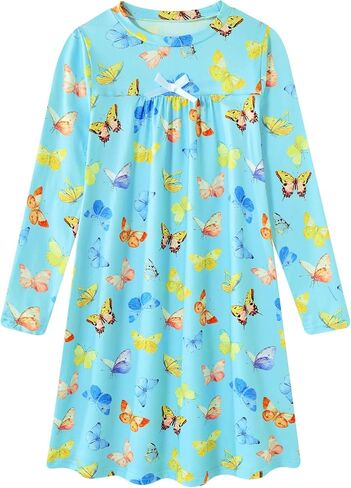 Funnycokid Girls Nightgown Long Sleeve Pajamas for Kids 5-12 Years in Kuwait