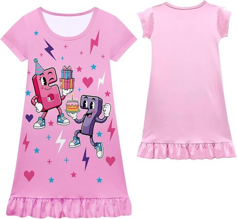 2Pcs Funny 67 Dress Design Little Girls Casual Nightgowns Dress Kids Nightgowns Dress in Saudi Arabia