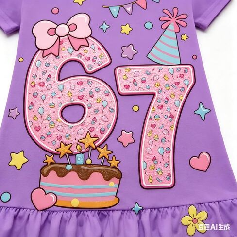2Pcs Funny 67 Dress Design Little Girls Casual Nightgowns Dress Kids Nightgowns Dress in Saudi Arabia