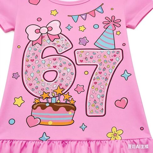 2Pcs Funny 67 Dress Design Little Girls Casual Nightgowns Dress Kids Nightgowns Dress in Saudi Arabia