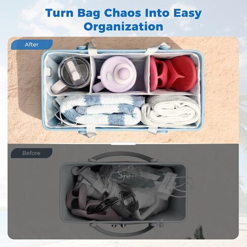 7Pcs Accessories for Bogg Bag, Includes Mesh Partition Bag with Zipper &7 Compartments,Cup Holder,Phone Holder, Hooks&Carabiners,Compatible with X-Large Beach Bag,Perfect for Beach,Summer,Travel in Saudi Arabia