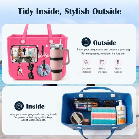 Mity rain 7PCS Phone Holder for Bogg Bag, Accessories Compatible with Bogg Bag Original Medium Large, Cup Holder, Key Holder and PVC Organizer Insert to Carry Everything Needs Black in Kuwait