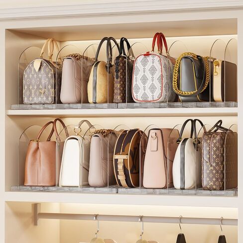 Purse Organizer for Closet 4 Pack Clear Handbag Storage Organizer Adjustable Acrylic Shelf Dividers for Closet Organizers and Storage, Keep Pocketbook, Clutch, Wallet, Bag Upright in Saudi Arabia