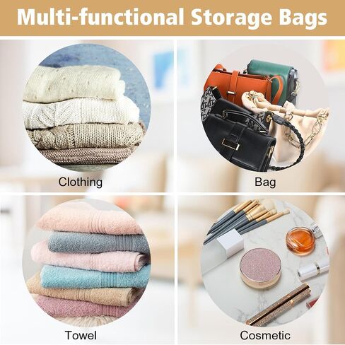 16 Pack Clear Handbag Storage Organizer with 16 Stainless Steel S-Hooks, 4 Assorted Sizes, Anti-Dust Moisture-Proof Purse Storage Bags with Zipper and Handle for Closet Hanging, Wallet Dust Cover Set in Kuwait