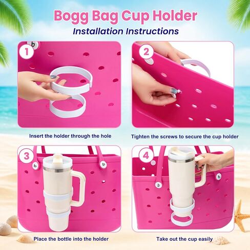 7PCS Bogg Bag Accessories Organizer Compatible with Original Medium and Large Bogg Bag Insert Cup Holder Pouch Key Holder Hooks Attachments for Croc Bag Simple Modern Bag Rubber Tote Bag(White) in Saudi Arabia