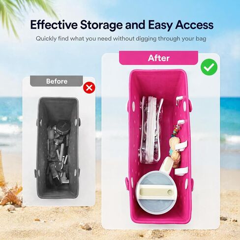 7PCS Bogg Bag Accessories Organizer Compatible with Original Medium and Large Bogg Bag Insert Cup Holder Pouch Key Holder Hooks Attachments for Croc Bag Simple Modern Bag Rubber Tote Bag(White) in Saudi Arabia