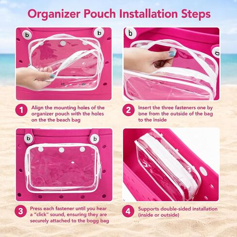 7PCS Bogg Bag Accessories Organizer Compatible with Original Medium and Large Bogg Bag Insert Cup Holder Pouch Key Holder Hooks Attachments for Croc Bag Simple Modern Bag Rubber Tote Bag(White) in Saudi Arabia