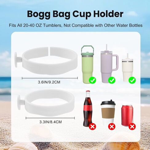 7PCS Bogg Bag Accessories Organizer Compatible with Original Medium and Large Bogg Bag Insert Cup Holder Pouch Key Holder Hooks Attachments for Croc Bag Simple Modern Bag Rubber Tote Bag(White) in Saudi Arabia