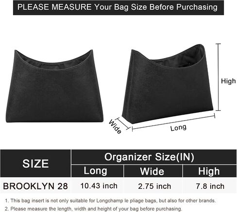 LOUKAYCCI Purse Organizer Insert for Coach brooklyn 28 Bag Insert Organizer DupontPaper Lightweight Purse Insert (Black&Black) in Saudi Arabia