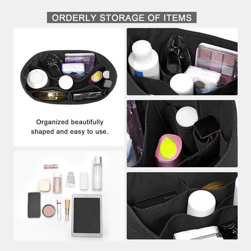 LOUKAYCCI Purse Organizer Insert for Coach brooklyn 28 Bag Insert Organizer DupontPaper Lightweight Purse Insert (Black&Black) in Saudi Arabia