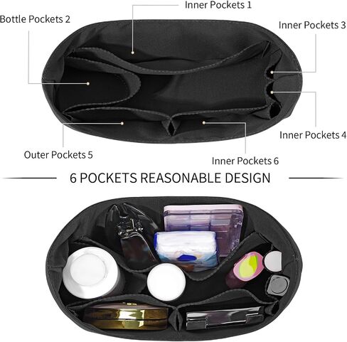 LOUKAYCCI Purse Organizer Insert for Coach brooklyn 28 Bag Insert Organizer DupontPaper Lightweight Purse Insert (Black&Black) in Saudi Arabia