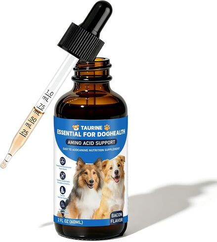 Liquid Taurine Supplement for Dogs - Bacon Flavor Dog Heart & Circulation Support with Dropper - Essential Amino Acid for Daily Nutritional Balance - 60ml in Saudi Arabia