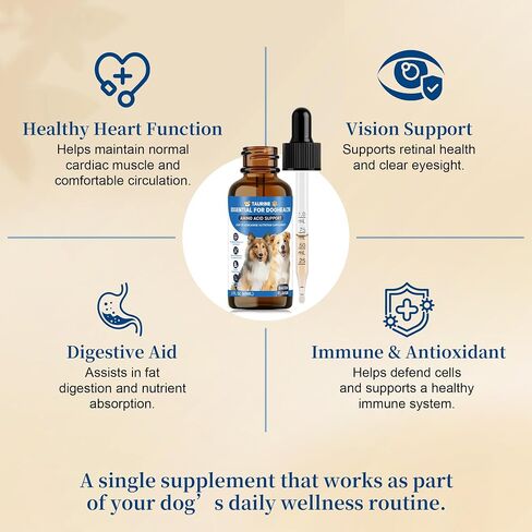 Liquid Taurine Supplement for Dogs - Bacon Flavor Dog Heart & Circulation Support with Dropper - Essential Amino Acid for Daily Nutritional Balance - 60ml in Saudi Arabia