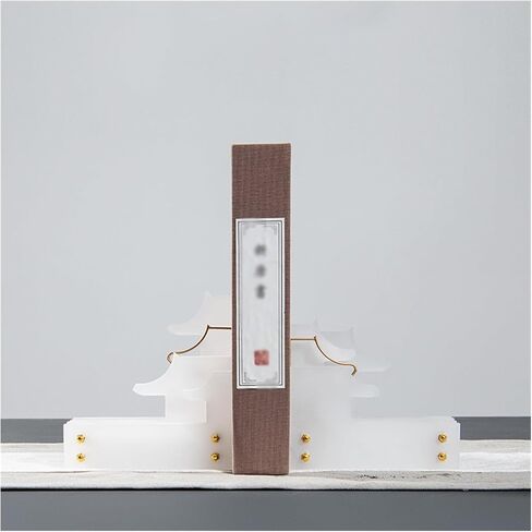 Bookend Support Chinese Acrylic Bookends Heavy Duty Book End Ancient Architecture Bedroom Library Office School and Desktop Decorations Bookends in Kuwait