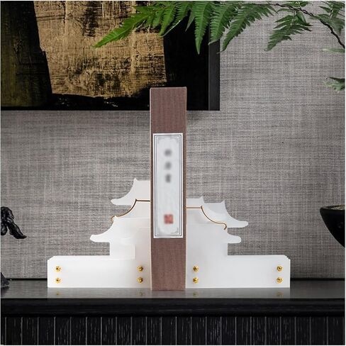 Bookend Support Chinese Acrylic Bookends Heavy Duty Book End Ancient Architecture Bedroom Library Office School and Desktop Decorations Bookends in Kuwait