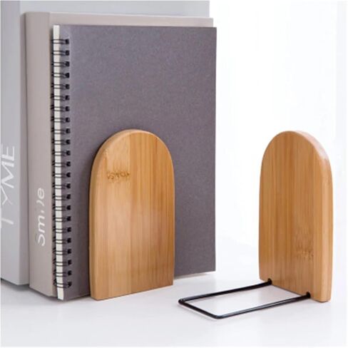 Bookend Support Bamboo Desktop Organizer Bookends Book Ends Stand Unique Design Holder Bookend for Office School Library Bookends(L) in Kuwait