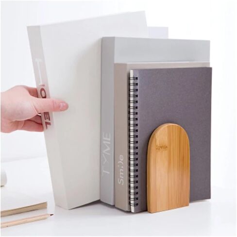 Bookend Support Bamboo Desktop Organizer Bookends Book Ends Stand Unique Design Holder Bookend for Office School Library Bookends(L) in Kuwait