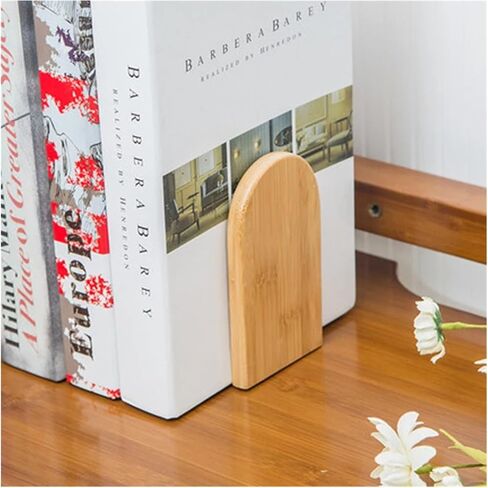 Bookend Support Bamboo Desktop Organizer Bookends Book Ends Stand Unique Design Holder Bookend for Office School Library Bookends(L) in Kuwait