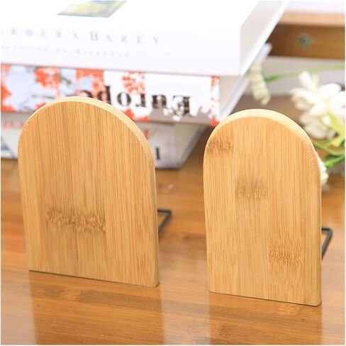 Bookend Support Bamboo Desktop Organizer Bookends Book Ends Stand Unique Design Holder Bookend for Office School Library Bookends(L) in Kuwait