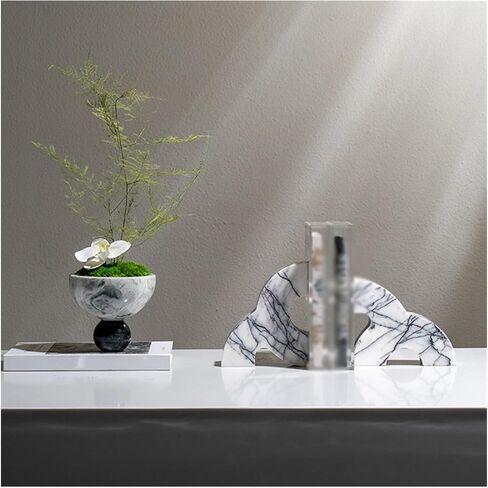 Bookend Support Decorative Bookends for Shelves Marble Reading Bookend Figurine Accent Piece for Home Office Table and Desk Decor Bookends in Kuwait