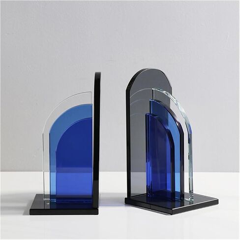 Bookend Support Book Ends Decorative Simple Blue Crystal Bookends Living Room Bookend Shelf Desk Office Home Furnishings Bookends in Kuwait