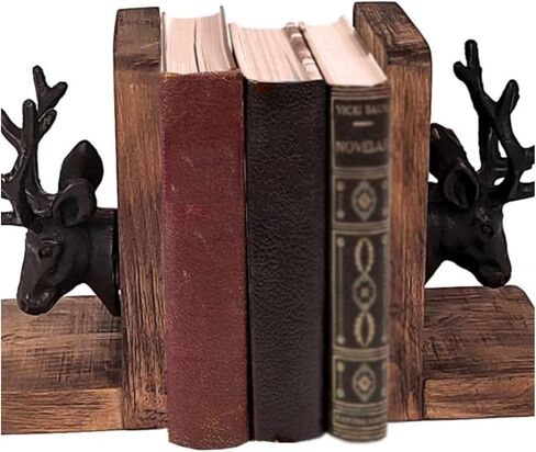 دعم الدفتين الدفتين الرجعية الحديد الزهر الغزلان رئيس Bookend رف الكتب طالب مكتب غرفة المعيشة الديكور الحلي كتاب ينتهي الدفتين in Kuwait