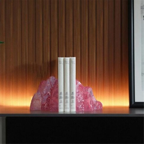 Bookend Support Bookends Chinese Pink Transparent for Bookshelves Office Desk Living Room Bookends in Kuwait