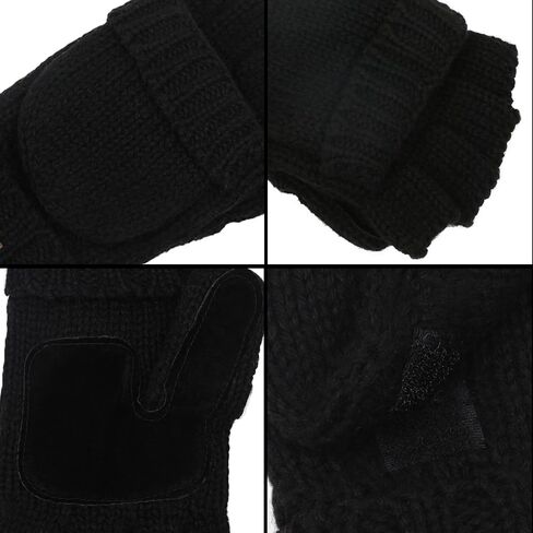 ViGrace Winter Knitted Convertible Fingerless Gloves Wool Mittens Warm Mitten Glove for Women and Men in Saudi Arabia