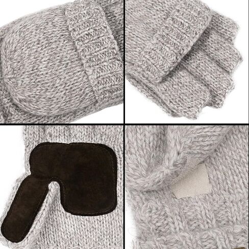 ViGrace Winter Knitted Convertible Fingerless Gloves Wool Mittens Warm Mitten Glove for Women and Men in Saudi Arabia