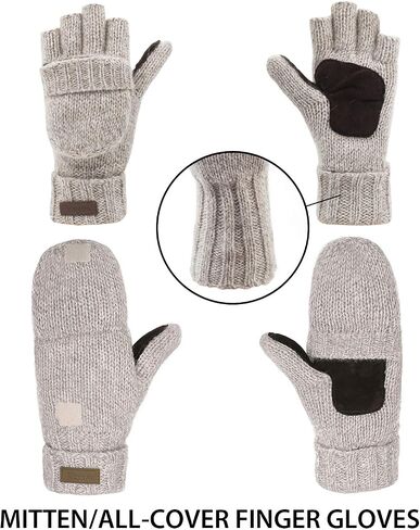 ViGrace Winter Knitted Convertible Fingerless Gloves Wool Mittens Warm Mitten Glove for Women and Men in Saudi Arabia