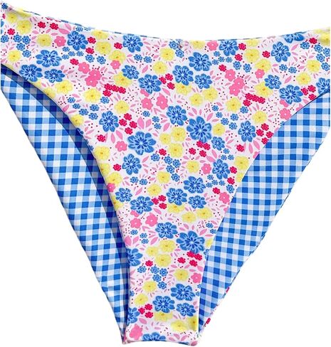 SOLY HUX Girl's Floral Plaid Bikini Set Halter Triangle Gingham Bathing Suit Summer Beach Two Piece Swimsuit in Kuwait