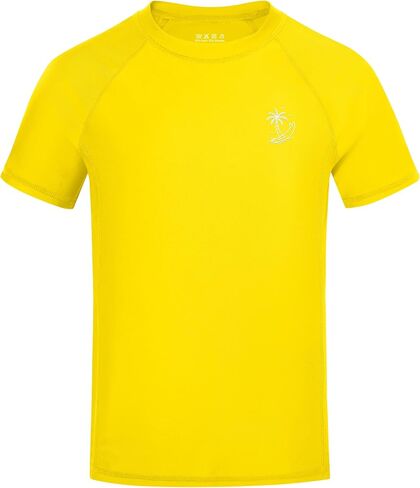 Boys UPF 50+ Swim Shirt, Toddler Short Sleeve Rash Guard, Kids UV Sun Protection Water Shirt for Beach Surf Pool in Kuwait