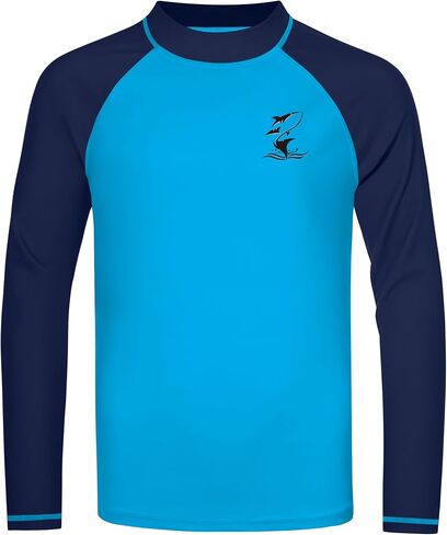 Boys Long Sleeve Rash Guard Swim Shirt, UPF 50+ SPF UV Sun Protection Water Shirt for Toddler Kids Youth Beach Surf in Kuwait