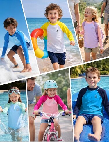 Boys Long Sleeve Rash Guard Swim Shirt, UPF 50+ SPF UV Sun Protection Water Shirt for Toddler Kids Youth Beach Surf in Kuwait