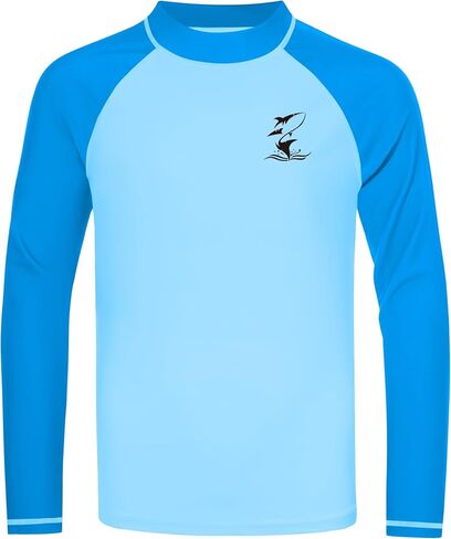 Boys Long Sleeve Rash Guard Swim Shirt, UPF 50+ SPF UV Sun Protection Water Shirt for Toddler Kids Youth Beach Surf in Kuwait