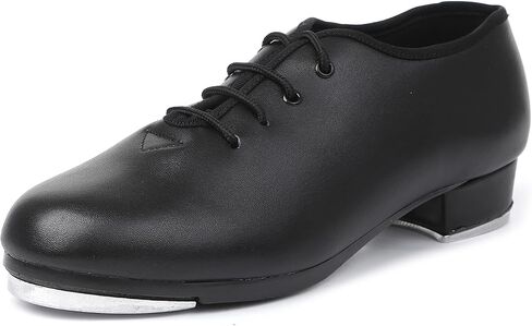 PU Leather Lace Up Tap Dance Shoes for Women and Men, Black in Saudi Arabia