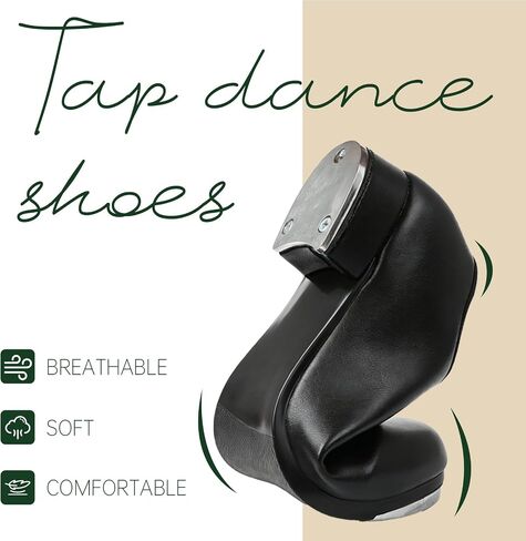 PU Leather Lace Up Tap Dance Shoes for Women and Men, Black in Saudi Arabia