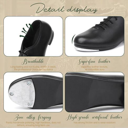PU Leather Lace Up Tap Dance Shoes for Women and Men, Black in Saudi Arabia