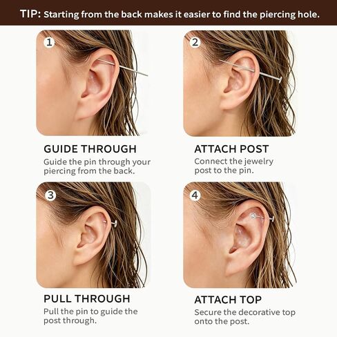 Titanium Earrings Stud, G23 Titanium Flat Back Earrings 20G Threadless Hypoallergenic Tragus Cartilage Conch Labret Lip Piercing Jewelry for Women Men in Kuwait
