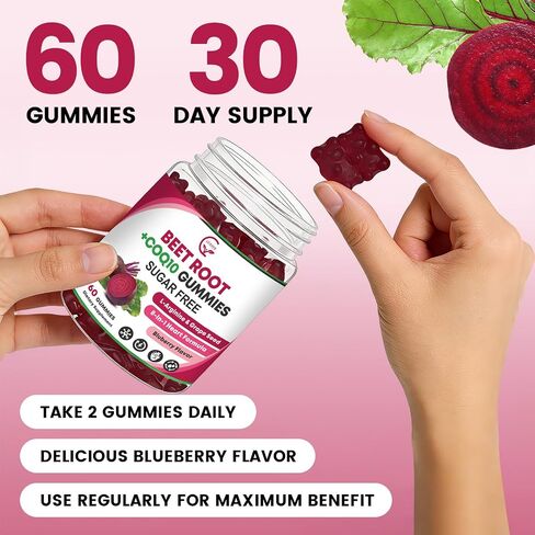 Beet Root Gummies – Beetroot Supplement with CoQ10, L-Arginine & Grape Seed Extract, Nitric Oxide Booster, Support Blood Pressure and Heart Health, Antioxidant Support, Vegan, Gluten Free – 60 Counts in Saudi Arabia