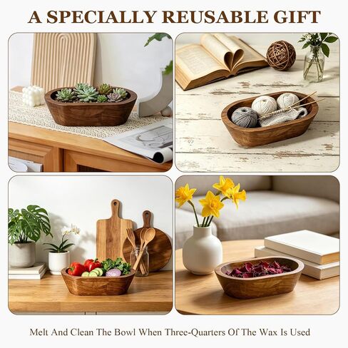SCENTORINI Citronella Candles, Wood Dough Bowl 2 Pack (35oz), 3 Wicks, Natural Soy Wax Infused with Citronella Essential Oil, Summer Fresh Scent for Outdoor Indoor Patio Camping Balcony in Kuwait