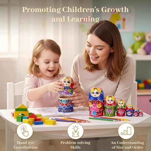 AMOR PRESENT Nutcracker Nesting Dolls, 5PCS Nutcracker Matryoshka Wood Nesting Nutcrackers for Christmas Children Kids Birthday Gift in Saudi Arabia