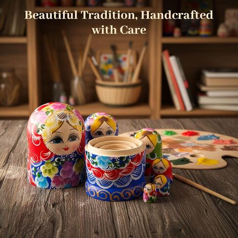 AMOR PRESENT Nutcracker Nesting Dolls, 5PCS Nutcracker Matryoshka Wood Nesting Nutcrackers for Christmas Children Kids Birthday Gift in Saudi Arabia