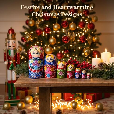 AMOR PRESENT Nutcracker Nesting Dolls, 5PCS Nutcracker Matryoshka Wood Nesting Nutcrackers for Christmas Children Kids Birthday Gift in Saudi Arabia
