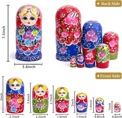 AMOR PRESENT Nutcracker Nesting Dolls, 5PCS Nutcracker Matryoshka Wood Nesting Nutcrackers for Christmas Children Kids Birthday Gift in Saudi Arabia