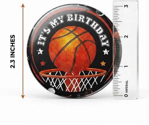 Basketball Birthday Pin, It's My Birthday Badge for Sports Theme Party, 2.3-inch Hoop Design Button for Birthday Boy or Girl, Basketball Party Favor Accessory for Kids Celebration in Saudi Arabia