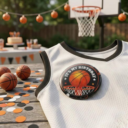 Basketball Birthday Pin, It's My Birthday Badge for Sports Theme Party, 2.3-inch Hoop Design Button for Birthday Boy or Girl, Basketball Party Favor Accessory for Kids Celebration in Saudi Arabia