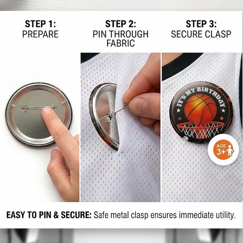 Basketball Birthday Pin, It's My Birthday Badge for Sports Theme Party, 2.3-inch Hoop Design Button for Birthday Boy or Girl, Basketball Party Favor Accessory for Kids Celebration in Saudi Arabia